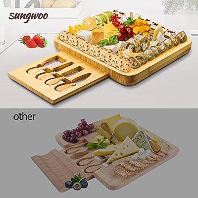 SMIRLY Charcuterie Boards & Accessories, Large Charcuterie Board Set,  Bamboo Cheese Board Set, House Warming Gifts New Home (1 Drawer)