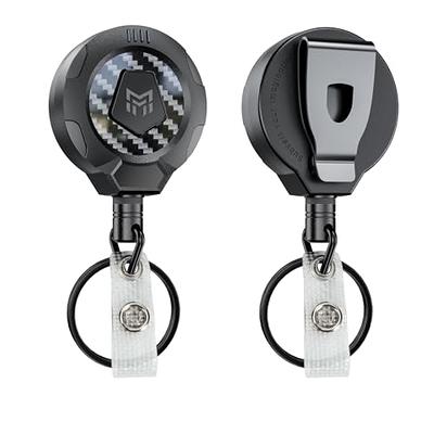 2 Pack - Heavy Duty Badge Reel with Badge Holder & Key Ring