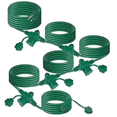 50ft Waterproof Extension Cord with 6 Outlets, Heavy-Duty Outdoor