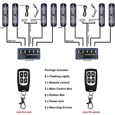 Amber 6-LED 4 Surface Mount Warning Strobe Light Hazard Flasher Emergency  Tow Truck Construction Vehicle Semi Trailer Van 12v 24v