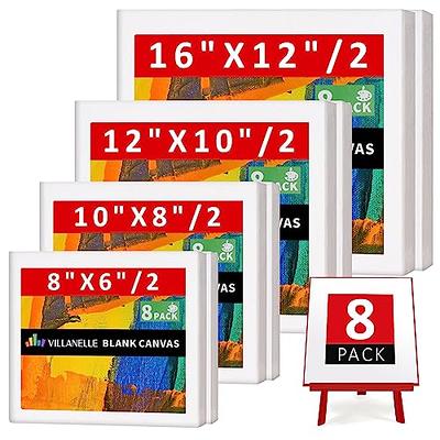 4 x 6 Stretched Canvas with 8 Mini Wood Display Easel Kit, 12 Pack