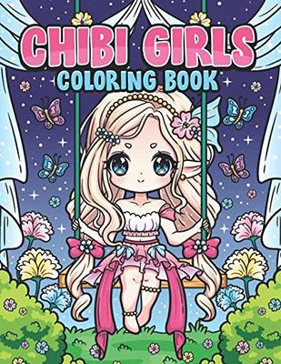 Super Cute Summer: Cute Relaxing Coloring Book: Cute Coloring Book for  Adults & Teens: Adorable Coloring Pages with Cute Animals, Chibi Girls, 