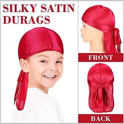 6 Pack Men's Durag Headwrap Waves Headscarf Bandana Doo Rag Long Tail  (Pink) 