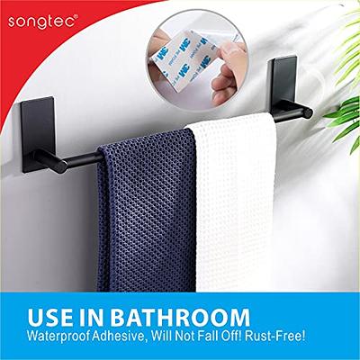 KES Self Adhesive Towel Bar 16-Inch Modern Towel Holder Stick on Towel Rack  for Bathroom No Drilling Holder Stainless Steel Matte Black