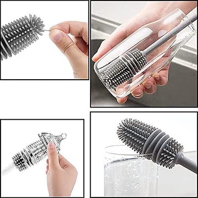 Silicone Bottle Cleaning Brush Long Handle Cup Cleaning Brush for