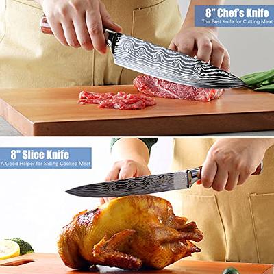 Keemake 6pcs Kitchen Knives Set Slicing Santoku Chef Knife