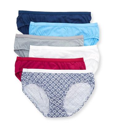 Hanes Women's Cotton Hipster Panty - 6 Pack in Blush White/Navy