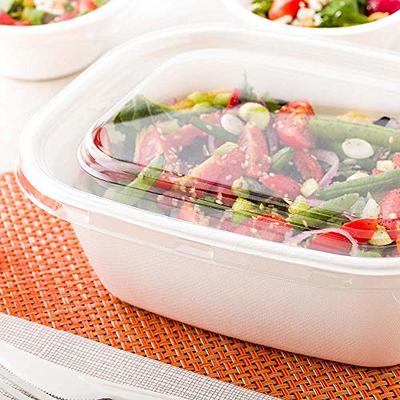 Fit Meal Prep 50 Pack 48 oz Clear Plastic Salad Bowls with Airtight Lids,  Disposable To Go Salad Containers for Lunch, Meal, Party, BPA Free Clear