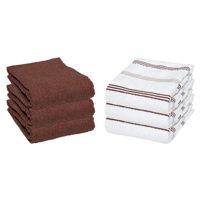 Sloppy Chef Premier Kitchen Towels (Pack of 6),15x25in., Striped Pattern,  Tan, Brown & White, Cotton - Yahoo Shopping