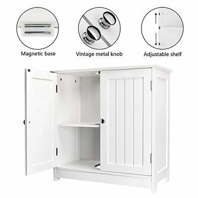 kleankin Pedestal Under-Sink Cabinet, Bathroom Storage Unit with Double  Doors and Adjustable Shelf, White
