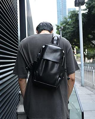 SEAFEW Small Black Sling Crossbody Backpack Shoulder Bag for Men Women, Lightweight One Strap Backpack Sling Bag Backpack for Hiking Walking Biking