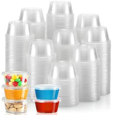 100 Sets 5.5 oz Small Plastic Containers with Lids, Jello Shot