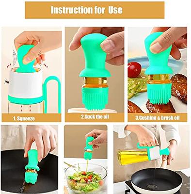Glass Olive Oil Dispenser Bottle With Silicone Brush 2 In 1, Silicone  Dropper Measuring Oil Dispenser Bottle For Kitchen Cooking, Frying, Baking,  Bbq