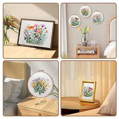 zxbaers 3 Set Embroidery Kit for Beginners Adults, Flower Pattern