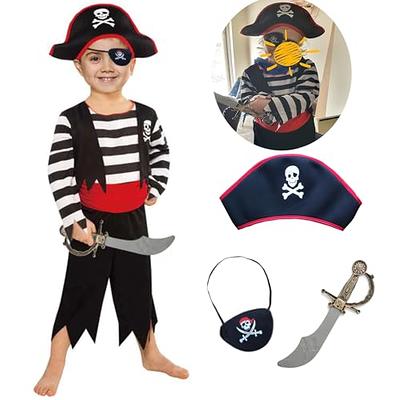  SGBETTER 4 Pack Black Pirate Tricorn Hats with White