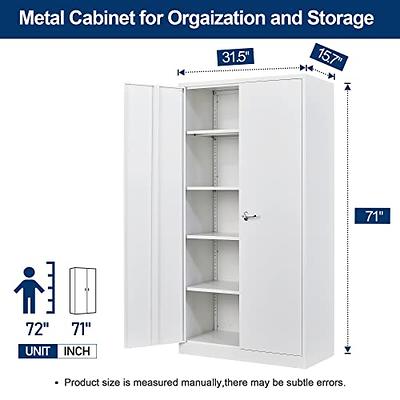 INTERGREAT Metal Storage Cabinet, 71 Locking Steel Cabinets with 2 Door  and 4 Adjustable Shelves, Tall Metal Cabinet for Home Office, Garage,  Warehouse (Cement Grey) - Yahoo Shopping