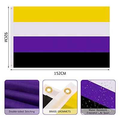 QUEEN KING 3x5 FT Non Binary Pride Flag and 60 Pcs Nonbinary Pride Stickers  LGBTQIA Non-Binary NB Gender Rainbow Banner Large LGBT NB Flag Gender  Identity Flag Polyester with Brass Grommets 