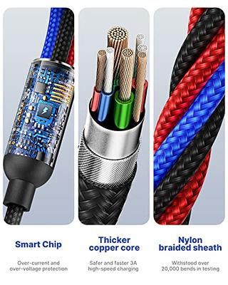 Multi Charging Cable, Multi Charger Cable Nylon Braided 3 in 1 Charging  Cable Multi USB Cable Fast Charging Cord with Type-C, Micro USB and IP  Port