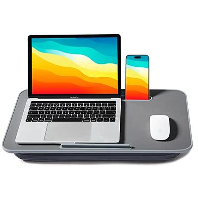 Lap Laptop Desk-Fits Up to 17Inch Foldable Laptop Bed Tray Table with  Adjustable Dual Cushion,Wrist Rest & Mouse Pad,Portable Wood Laptop Stand  for Sofa Bed,Multifunctional Slot for Tablet & Phone 