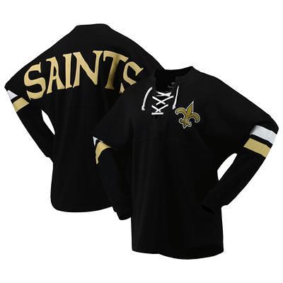 New Era Women's New Orleans Saints Athletic Varsity Lace-Up Long Sleeve T-Shirt Black,White