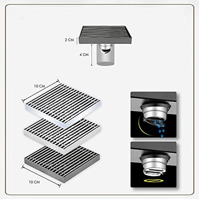 WEBANG 6 Inch Square Shower Floor Drain with Flange,Quadrato Pattern Grate  Removable,Food-Grade SUS 304 Stainless Steel,Watermark&CUPC