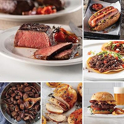  Omaha Steaks Deluxe Gift Package (4x Bacon-Wrapped Filet  Mignons, 4x PureGround Filet Mignon Burgers, 4x Gourmet Jumbo Franks, 4x  Potatoes au Gratin, 4x Caramel Apple Tartlets, 1 jar Omaha Steaks  Seasoning) 