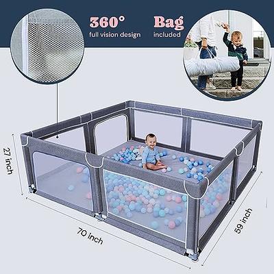 JUSONEY Baby Playard,Baby Playpen with Mat,50”×50” Baby Playpen for Toddler  with Gate, Indoor & Outdoor Playard for Kids Activity Center with