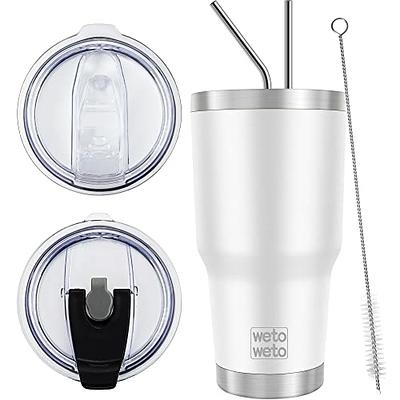 20 oz. White Reusable Stainless Steel Tumbler with Lid & Straw