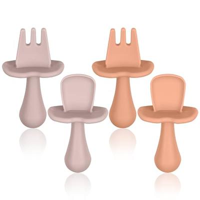 Grabease Toddler Silverware Toddler Spoons and Forks Baby Silverware Baby  For and Spoons, BPA-Free & Phthalate-Free for Baby & Toddler, 1 Set, Orange