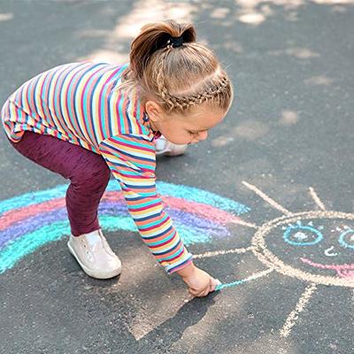 NewFamily Dustless Chalk for Kids, Colored Sidewalk Chalk with Holder,Non-Toxic Washable Toddlers Chalks Drawing Writing for Outdoor Art Play