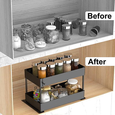 Spice Rack Organizer for Cabinet - Pull Out Double Tier Spice Rack