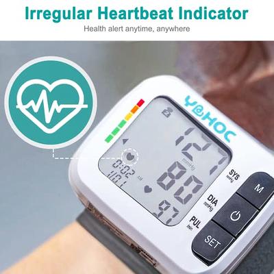 Blood Pressure Monitor XL Wrist Cuff 5.3-8.5 inches, Automatic Accurate BP  Monitor Large Screen Display, 120 Reading Memory, Irregular Heartbeat