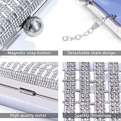 Women Shiny Silver Wedding Bridal Prom Party Evening Clutch Handbag Purse  Bag