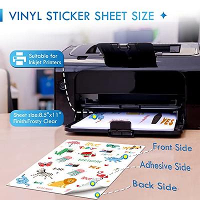 Printable Vinyl Sticker Paper for Inkjet Printer - Glossy White - 21 Waterproof  Decal Paper Self-Adhesive Sheets 8.5x11- Dries Quickly and Holds Ink  Beautifully 