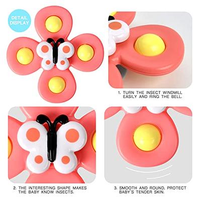 3PCS Suction Cup Spinner Toys for 1 2 Year Old Boys Spinning Toys 12-18  Months Sensory Toys for Toddlers 1-3 First Birthday Baby Gifts for Girls