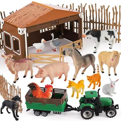 BUYGER Kids Farm Animals Toys for 3 Years Olds, Large and Mini