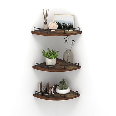 Walnut Wood Wall Mounted Corner Storage Rack (Black/White)│ Modern Bat –  Besontique