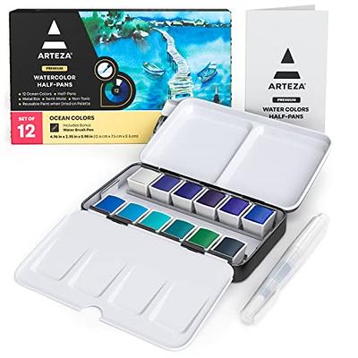 ARTEZA Watercolor Paint Set with Water Brush, 12 Watercolor Half Pans in  Ocean Tones, Semi Moist, Art Supplies for Painting Stunning Seascapes -  Yahoo Shopping