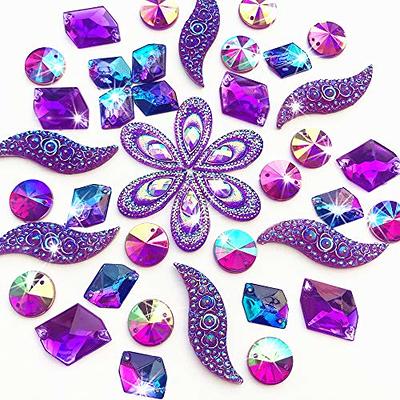 100pcs Multicolor Crystal Flower Shape Rhinestone Buttons Sew On