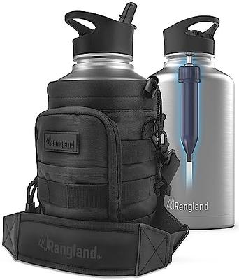 Rangland 1 Gallon Water Bottle with Insulated Storage Sleeve, 128 oz Stainless Steel Growler for Hot/Cold Drinks for Sports and Outdoors, Gray