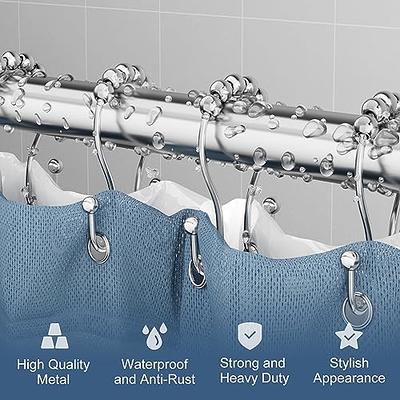 Shower Curtain Hooks, OEH Shower Curtain Rings, Rust-Resistant Metal Shower  Curtain Rings, Free Sliding Double Shower Hooks for Shower Curtains 