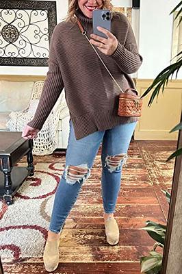 LILLUSORY Womens Fall Winter Warm Clothes Cute Sweaters V Neck Collared  Oversized Tunic Beige Sweater Fashion 2023 Long Sleeve Loose Fit Pullover  Knitted Top Outfits at  Women's Clothing store