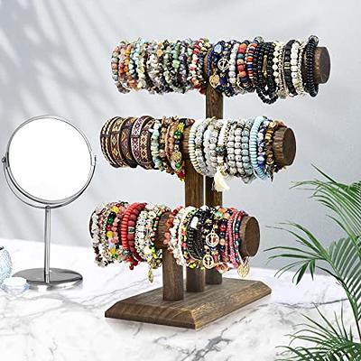 WD9866DBR Two-Sided Rotating Wooden Jewelry Bracelet Display Stand-6