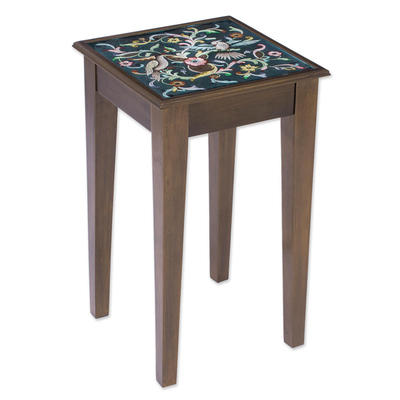 Handmade Reverse Painted Glass and Wood Folding Table - Yahoo Shopping