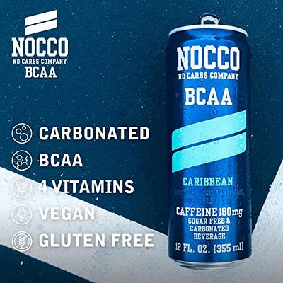 NOCCO BCAA Energy Drink Caribbean Pineapple - 12 Fl Oz (Pack of 12) - 180mg  Caffeine, Sugar Free