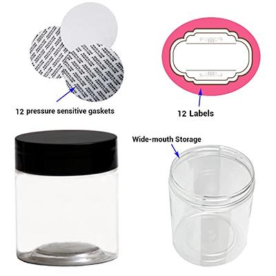 12-Pack 120ml Clear Plastic Slime Jars with Lids, Refillable Empty Round  Containers for Cosmetics, Lotions, Gold