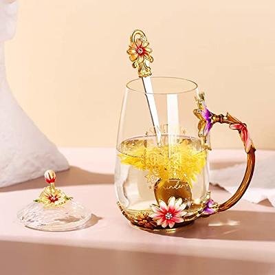 Glass Floral Large Tea Cup