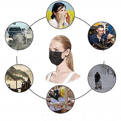 NNPCBT 100PCS 3 Ply Black Disposable Face Mask Filter Protection