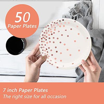 Rose Gold Dots Paper Plates