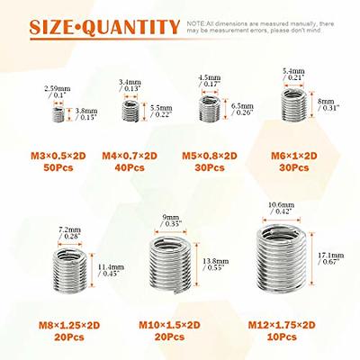 100 PCS Thread Repair Insert, M6 x 1 Helicoil Metric Thread Sleeves,  Stainless Steel Wire Thread Sheaths with Different Length to Choose for  Thread